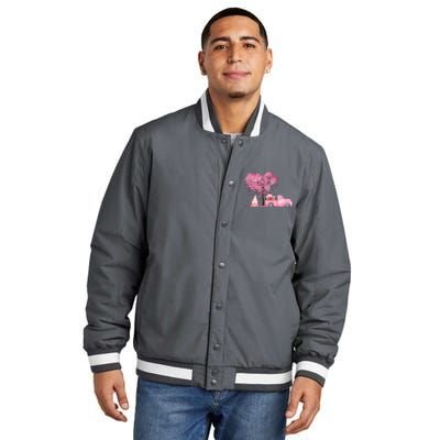 Breast Cancer Awareness Gnome Vintage Fall Truck Insulated Varsity Jacket