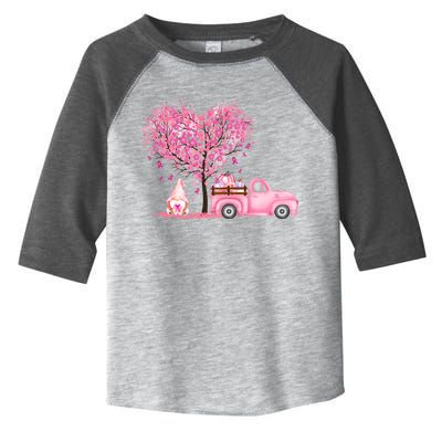 Breast Cancer Awareness Gnome Vintage Fall Truck Toddler Fine Jersey T-Shirt