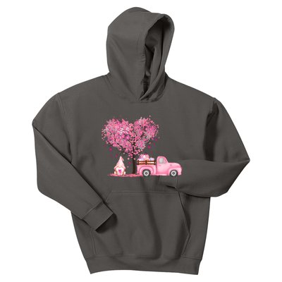 Breast Cancer Awareness Gnome Vintage Fall Truck Kids Hoodie