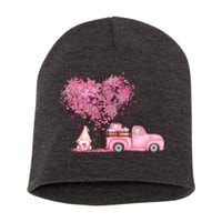 Breast Cancer Awareness Gnome Vintage Fall Truck Short Acrylic Beanie