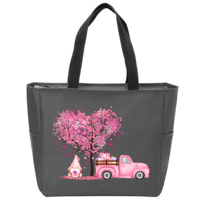 Breast Cancer Awareness Gnome Vintage Fall Truck Zip Tote Bag