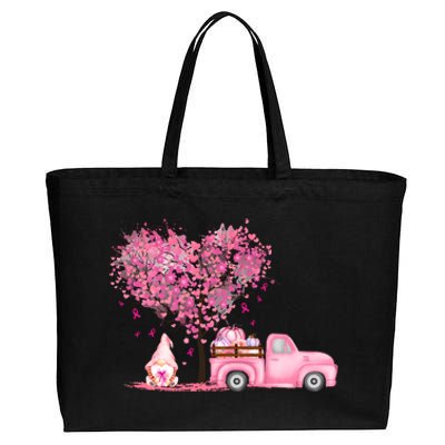 Breast Cancer Awareness Gnome Vintage Fall Truck Cotton Canvas Jumbo Tote