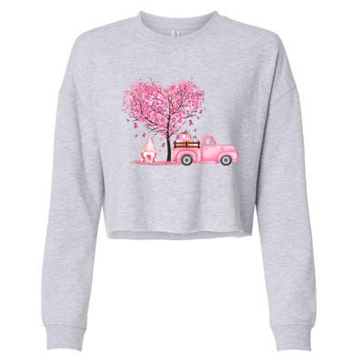 Breast Cancer Awareness Gnome Vintage Fall Truck Cropped Pullover Crew