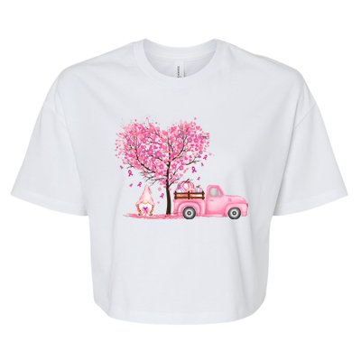 Breast Cancer Awareness Gnome Vintage Fall Truck Bella+Canvas Jersey Crop Tee