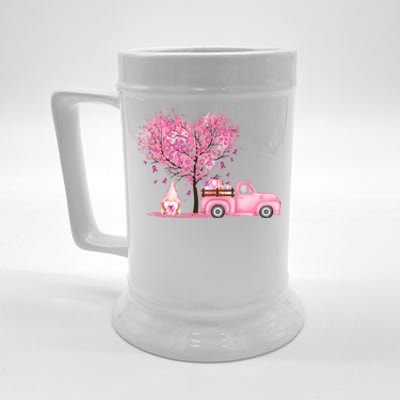 Breast Cancer Awareness Gnome Vintage Fall Truck Beer Stein