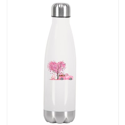 Breast Cancer Awareness Gnome Vintage Fall Truck Stainless Steel Insulated Water Bottle