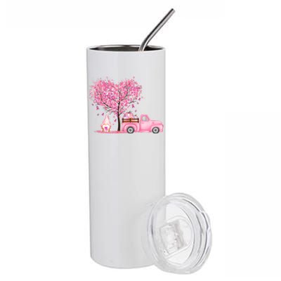 Breast Cancer Awareness Gnome Vintage Fall Truck Stainless Steel Tumbler