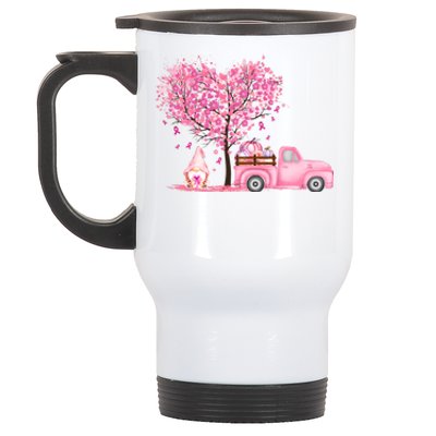 Breast Cancer Awareness Gnome Vintage Fall Truck Stainless Steel Travel Mug