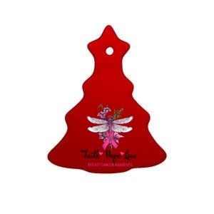 Breast Cancer Awareness Dragonfly Ceramic Tree Ornament