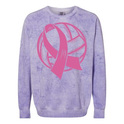 Breast Cancer Awareness Volleyball Team Supporter Colorblast Crewneck Sweatshirt