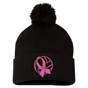 Breast Cancer Awareness Volleyball Team Supporter Pom Pom 12in Knit Beanie