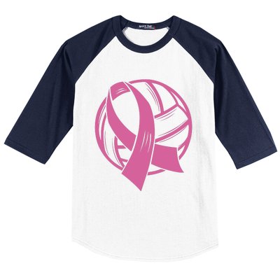 Breast Cancer Awareness Volleyball Team Supporter Baseball Sleeve Shirt