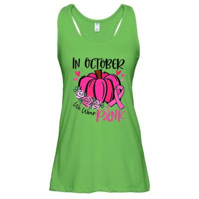 Breast Cancer Awareness In October We Wear Pink Pumpkin Ladies Essential Flowy Tank