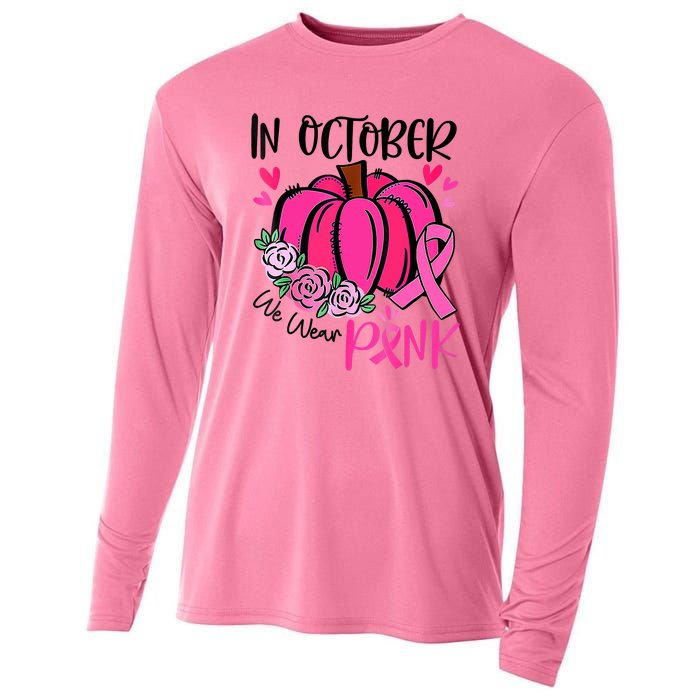 Breast Cancer Awareness In October We Wear Pink Pumpkin Cooling Performance Long Sleeve Crew