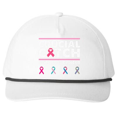 Breast Cancer Awareness Crucial A Catch Intercept Cancer Snapback Five-Panel Rope Hat