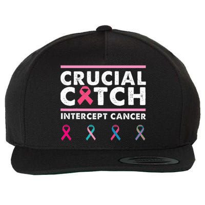 Breast Cancer Awareness Crucial A Catch Intercept Cancer Wool Snapback Cap