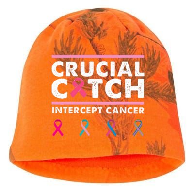 Breast Cancer Awareness Crucial A Catch Intercept Cancer Kati - Camo Knit Beanie