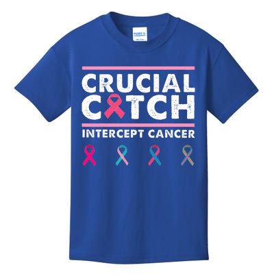 Breast Cancer Awareness Crucial A Catch Intercept Cancer Kids T-Shirt