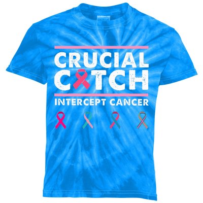 Breast Cancer Awareness Crucial A Catch Intercept Cancer Kids Tie-Dye T-Shirt