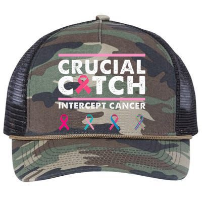 Breast Cancer Awareness Crucial A Catch Intercept Cancer Retro Rope Trucker Hat Cap