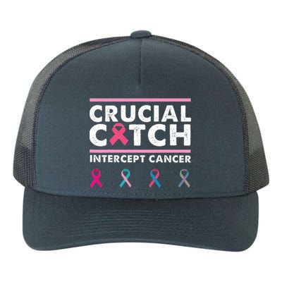 Breast Cancer Awareness Crucial A Catch Intercept Cancer Yupoong Adult 5-Panel Trucker Hat