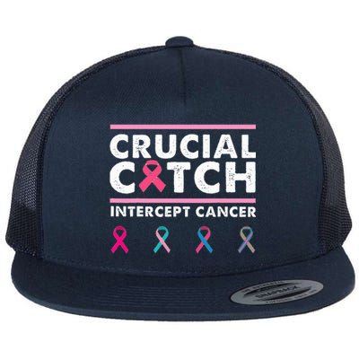 Breast Cancer Awareness Crucial A Catch Intercept Cancer Flat Bill Trucker Hat