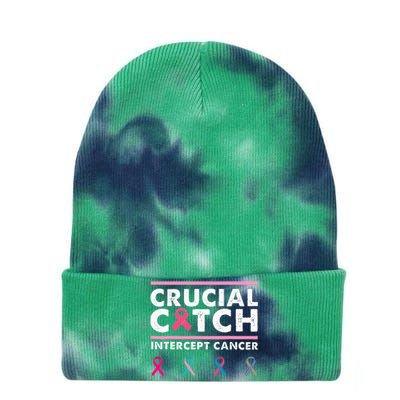 Breast Cancer Awareness Crucial A Catch Intercept Cancer Tie Dye 12in Knit Beanie