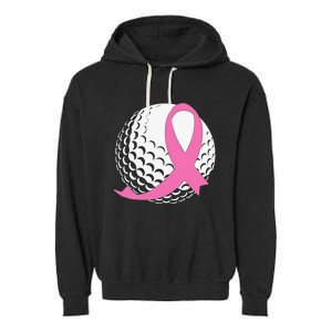 Breast Cancer Awareness Golf Ball Pink Ribbon Garment-Dyed Fleece Hoodie