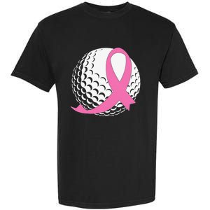 Breast Cancer Awareness Golf Ball Pink Ribbon Garment-Dyed Heavyweight T-Shirt