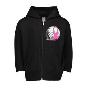 Breast Cancer Awareness Golf Ball Pink Ribbon Toddler Zip Fleece Hoodie