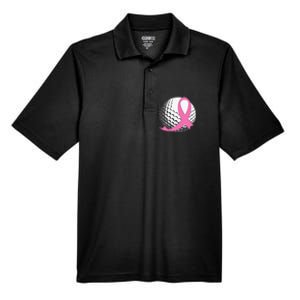 Breast Cancer Awareness Golf Ball Pink Ribbon Men's Origin Performance Pique Polo