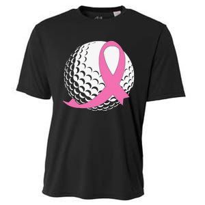 Breast Cancer Awareness Golf Ball Pink Ribbon Cooling Performance Crew T-Shirt