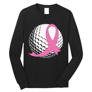 Breast Cancer Awareness Golf Ball Pink Ribbon Long Sleeve Shirt