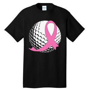 Breast Cancer Awareness Golf Ball Pink Ribbon Tall T-Shirt