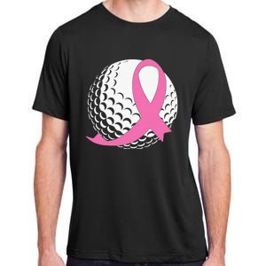 Breast Cancer Awareness Golf Ball Pink Ribbon Adult ChromaSoft Performance T-Shirt