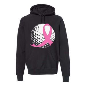 Breast Cancer Awareness Golf Ball Pink Ribbon Premium Hoodie