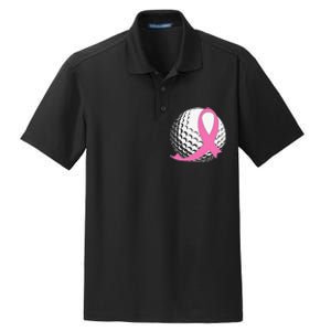 Breast Cancer Awareness Golf Ball Pink Ribbon Dry Zone Grid Polo