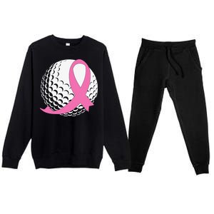 Breast Cancer Awareness Golf Ball Pink Ribbon Premium Crewneck Sweatsuit Set