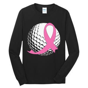 Breast Cancer Awareness Golf Ball Pink Ribbon Tall Long Sleeve T-Shirt