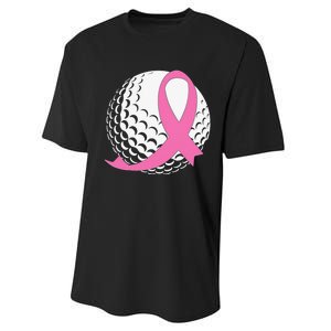 Breast Cancer Awareness Golf Ball Pink Ribbon Performance Sprint T-Shirt