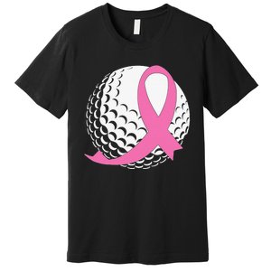 Breast Cancer Awareness Golf Ball Pink Ribbon Premium T-Shirt