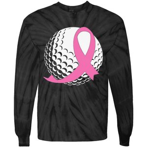 Breast Cancer Awareness Golf Ball Pink Ribbon Tie-Dye Long Sleeve Shirt