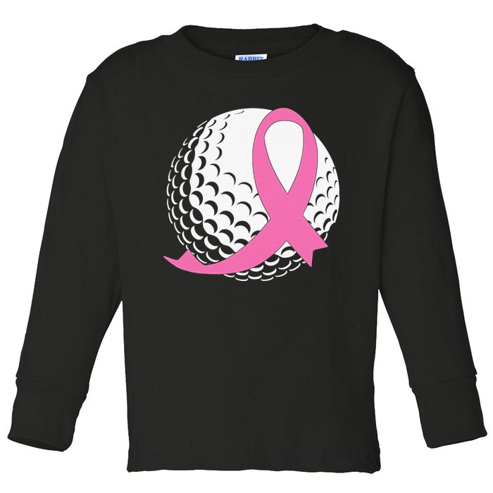 Breast Cancer Awareness Golf Ball Pink Ribbon Toddler Long Sleeve Shirt