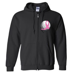 Breast Cancer Awareness Golf Ball Pink Ribbon Full Zip Hoodie