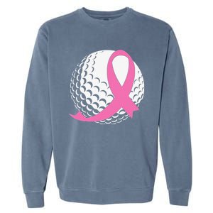 Breast Cancer Awareness Golf Ball Pink Ribbon Garment-Dyed Sweatshirt