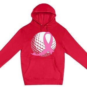 Breast Cancer Awareness Golf Ball Pink Ribbon Premium Pullover Hoodie