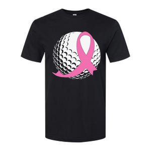 Breast Cancer Awareness Golf Ball Pink Ribbon Softstyle CVC T-Shirt