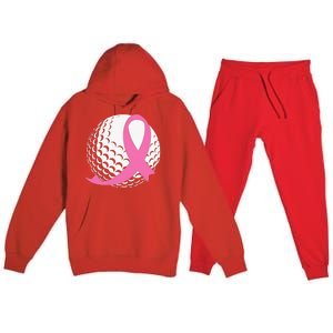 Breast Cancer Awareness Golf Ball Pink Ribbon Premium Hooded Sweatsuit Set