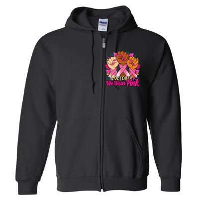 Breast Cancer Awareness 2024 In October We Wear Pin.K Full Zip Hoodie