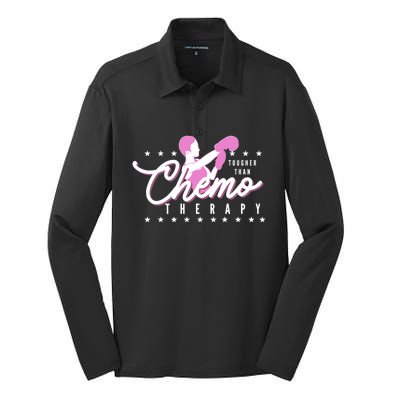 Breast Cancer Awareness Tougher Than Chemotherapy Meaningful Gift Silk Touch Performance Long Sleeve Polo